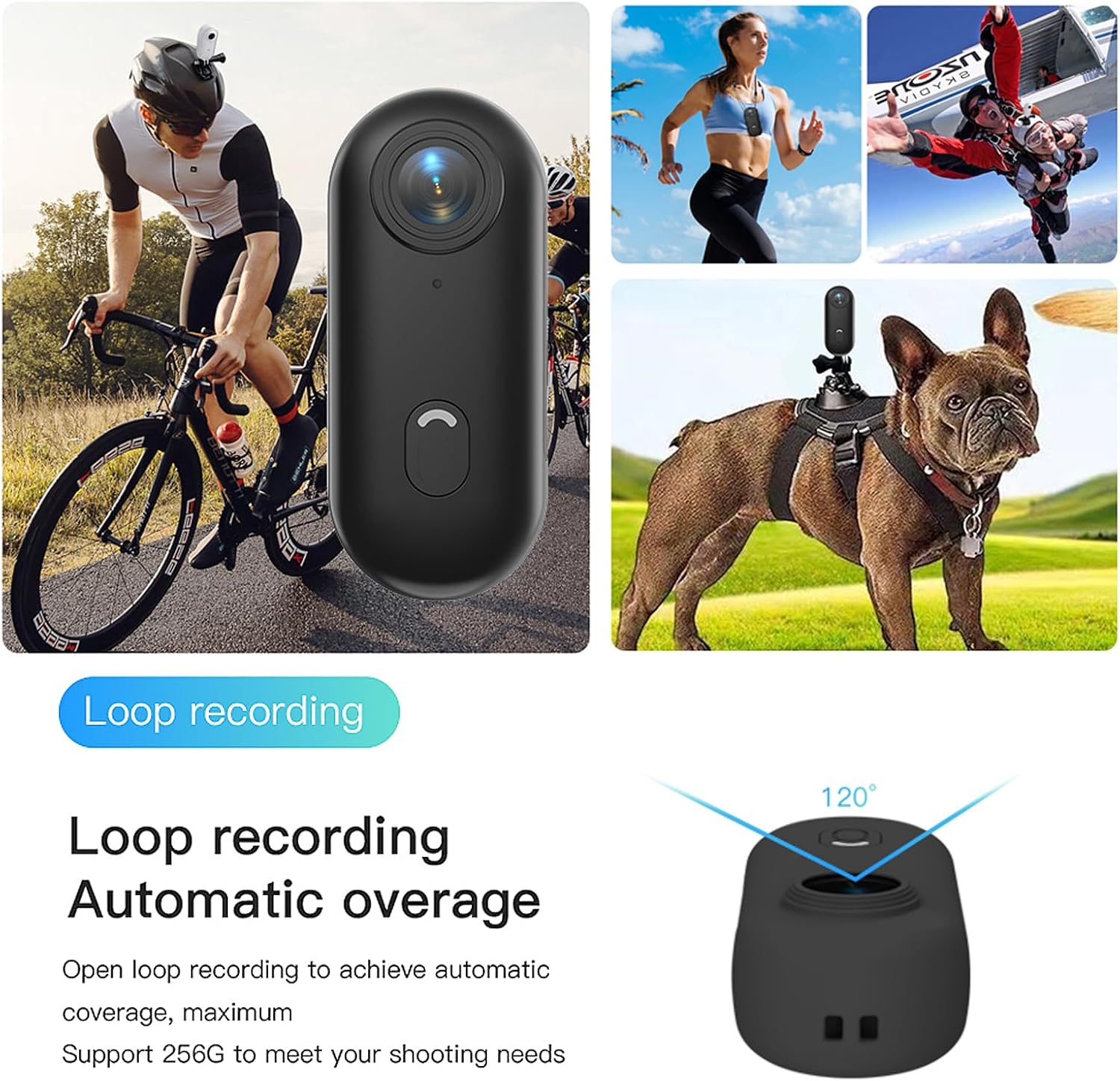 H7 64GB 1080P Thumb Action Camera, Mini Body Cameras, Wearable Pocket Vlogging Camera with Magnetic Lanyard, Small Portable Camcorder Helmet Cam for Work, Cycling, Travel, Pet Walking - Image 4