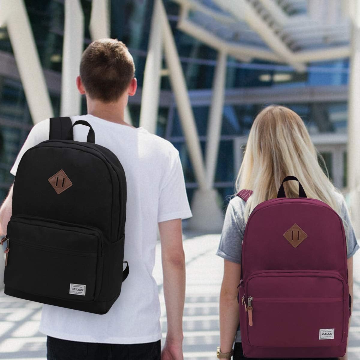 RAVUO School Backpack for Men Women, Water Resistant 15.6 inch Laptop Back Packs Bookbags College Daypack Black Bag with Side Pockets - Image 6