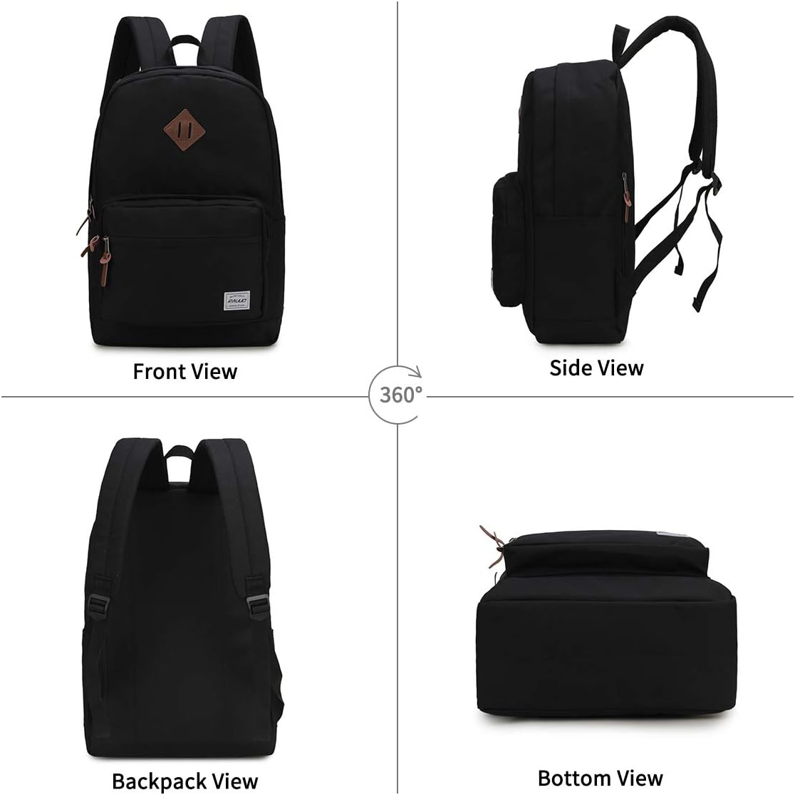 RAVUO School Backpack for Men Women, Water Resistant 15.6 inch Laptop Back Packs Bookbags College Daypack Black Bag with Side Pockets - Image 7